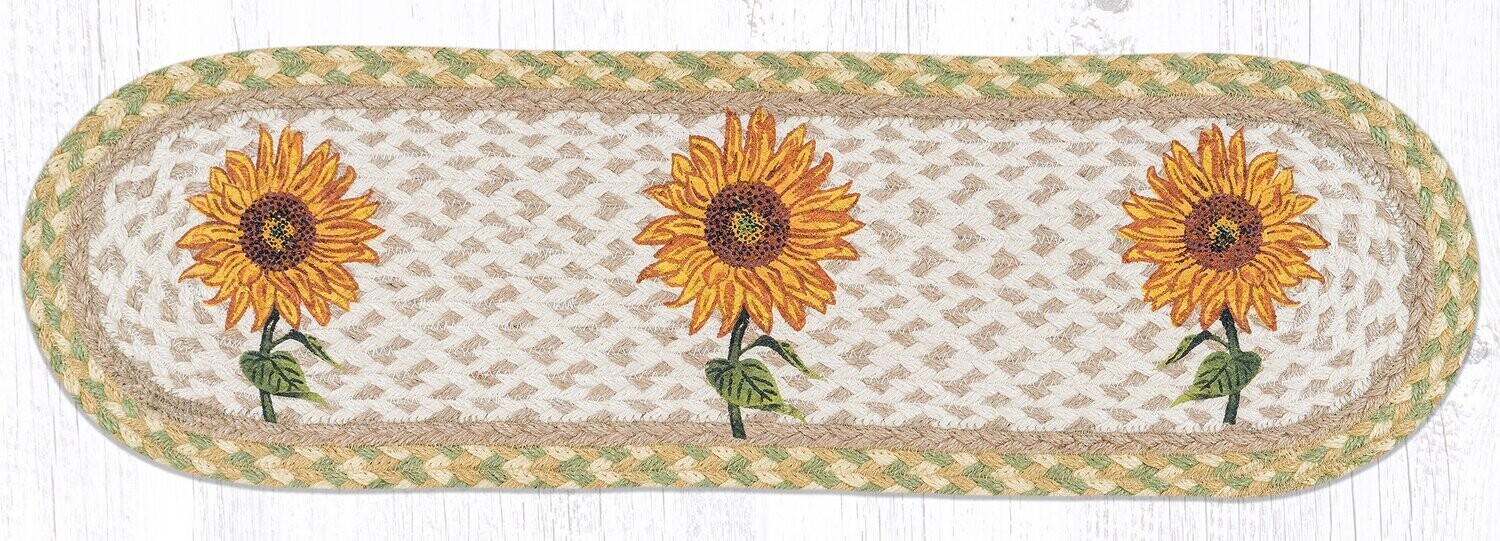 Sunflower Small Table Runner or Stair Tread Earth Rugs, 27&quot;x8.25&quot;
