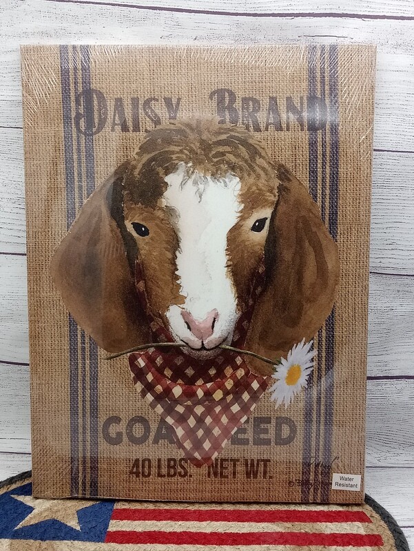 Daisy the Goat by Billy Jacobs, 16&quot;x12&quot;, Burlap look Canvas Picture