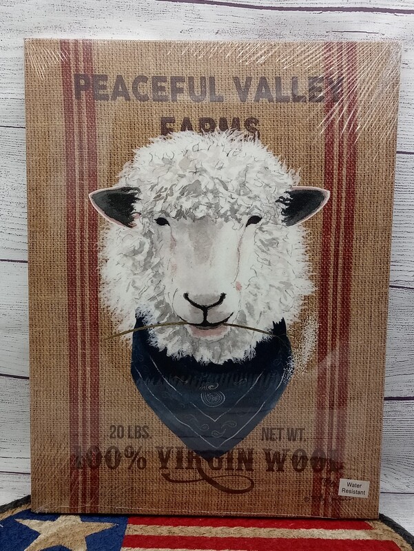 Betsy the Sheep by Billy Jacobs, 16&quot;x12&quot;, Burlap look Canvas Picture