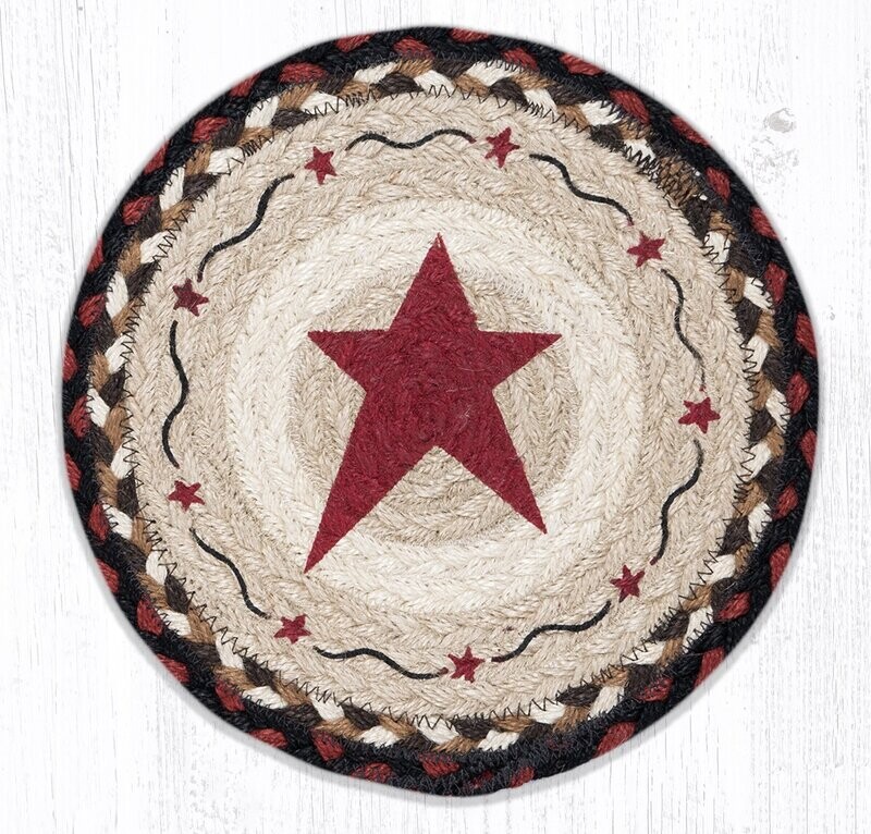 Primitive Burgundy Star 10" Round Trivet 