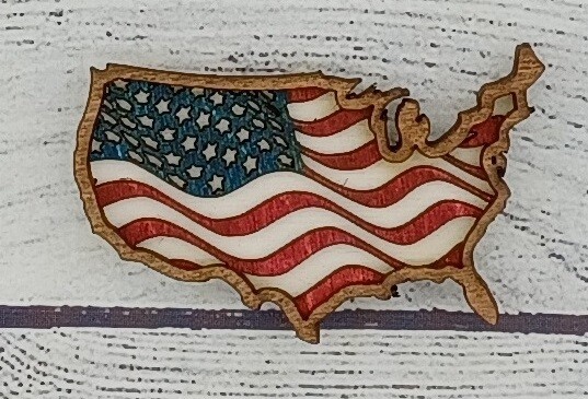 Magnet - 3 Layer Waving Americana Flag, Handmade, Laser Cut Patriotic Decor