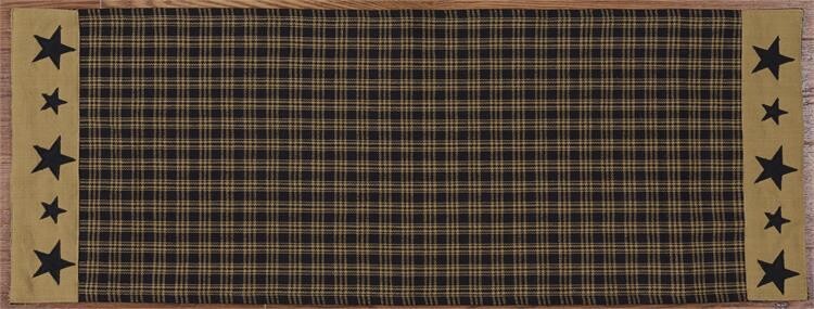 Black and Tan Checked Primitive Star Table Runner by Audrey&#39;s, Primitive Country Farmhouse