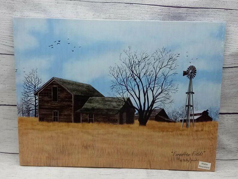 Forgotten Fields by Billy Jacobs, Canvas picture, 12&quot;x16&quot;, Windmill, Farm, Barns