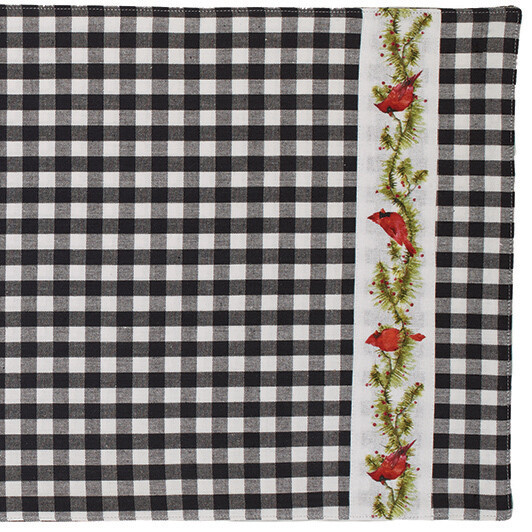 Cardinals N Pine 36&quot; Table Runner, Country Farmhouse, Black Plaid