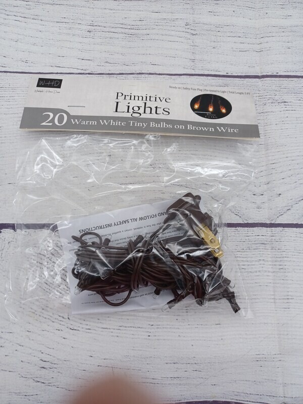 20 ct Brown Cord Wire Rice Light Strand String Set, Warm White Tiny Bulbs