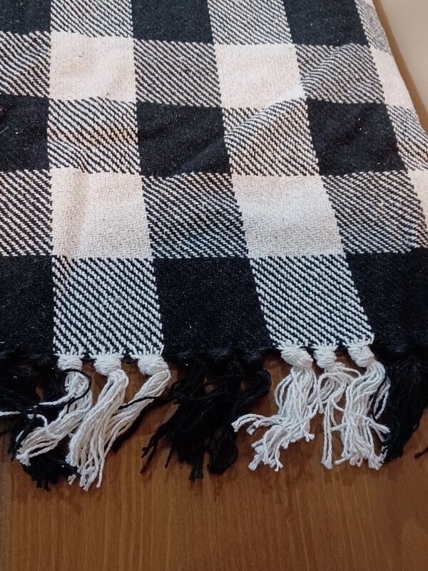 14&quot;x32&quot; Black and White Buffalo Check Short Runner, Farmhouse