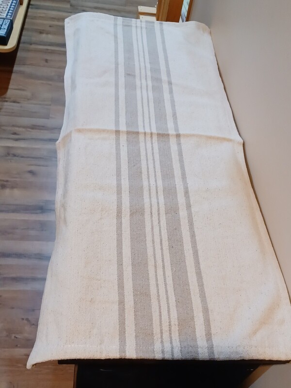Grain Sack Cream and Gray Short Runner, Pine Creek, 14&quot;x32&quot;, Farmhouse