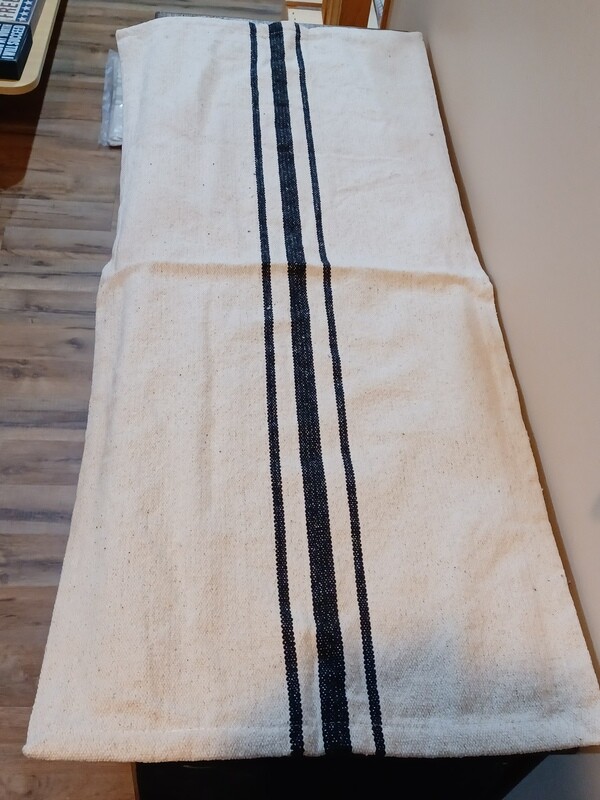Grain Sack Cream and Black Short Runner, Pine Creek, 14&quot;x32&quot;, Farmhouse