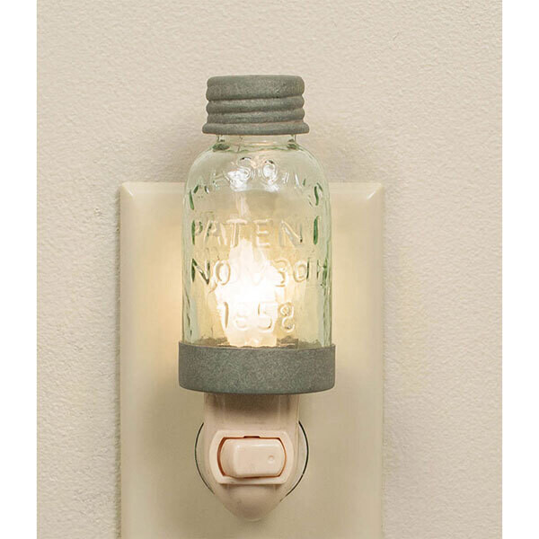 Mason Jar Night Light with Barn Roof Finish