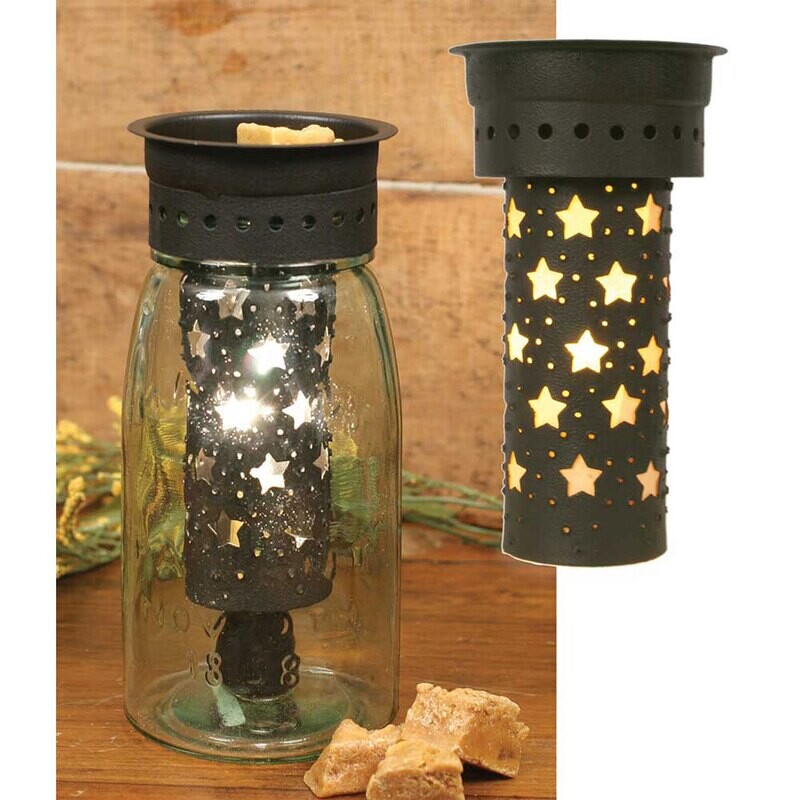 Quart Mason Jar Wax Tart Warmer Melter, Electric, Star Cut-outs