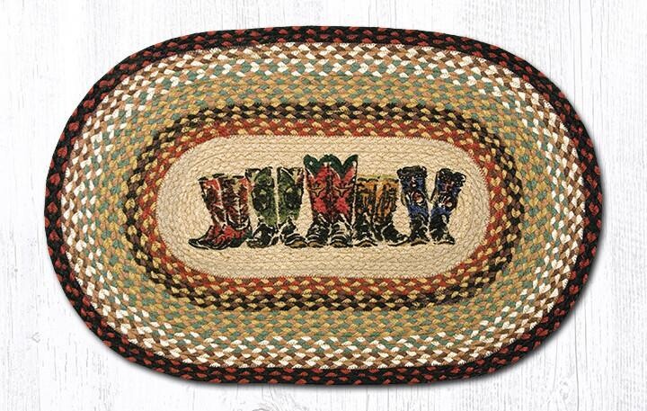 Cowboy Boots 20&quot;x30&quot; Braided Jute Rug, Country, Farmhouse