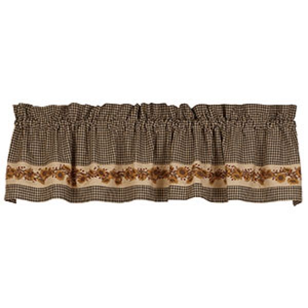 Sunflower &#39;N Berries Window Valance, 72&quot; x 14&quot;, Primitive Country Farmhouse