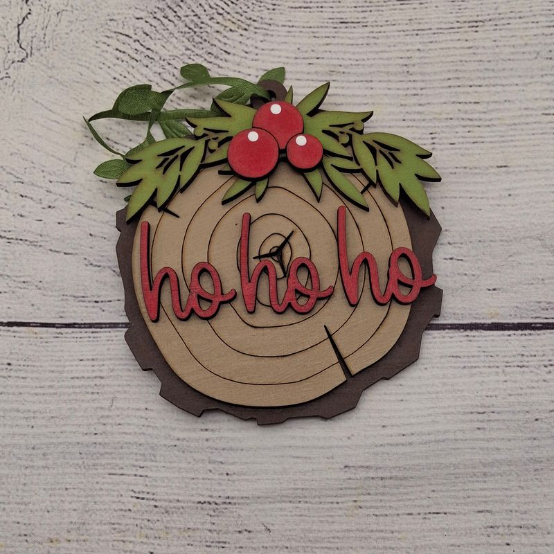 Ho Ho Ho Ornament - Faux Wood Slice