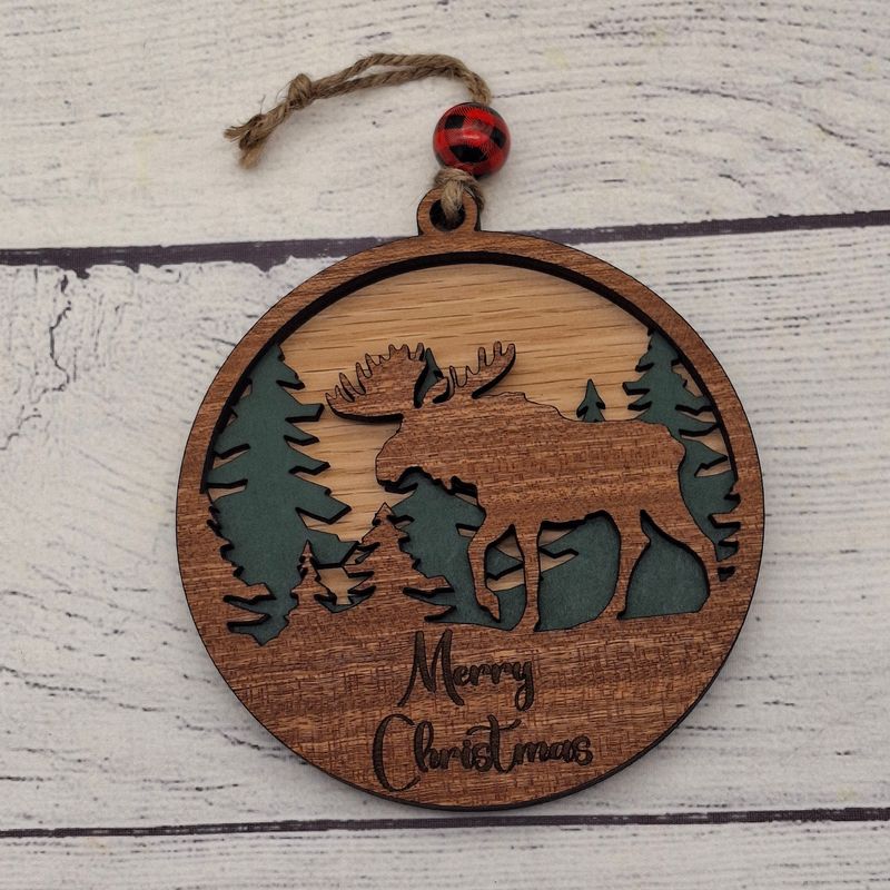 Moose Ornament - Merry Christmas Engraved - Wildlife