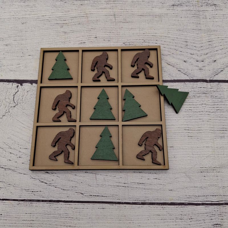 Handmade Bigfoot/Sasquatch Tic Tac Toe Game