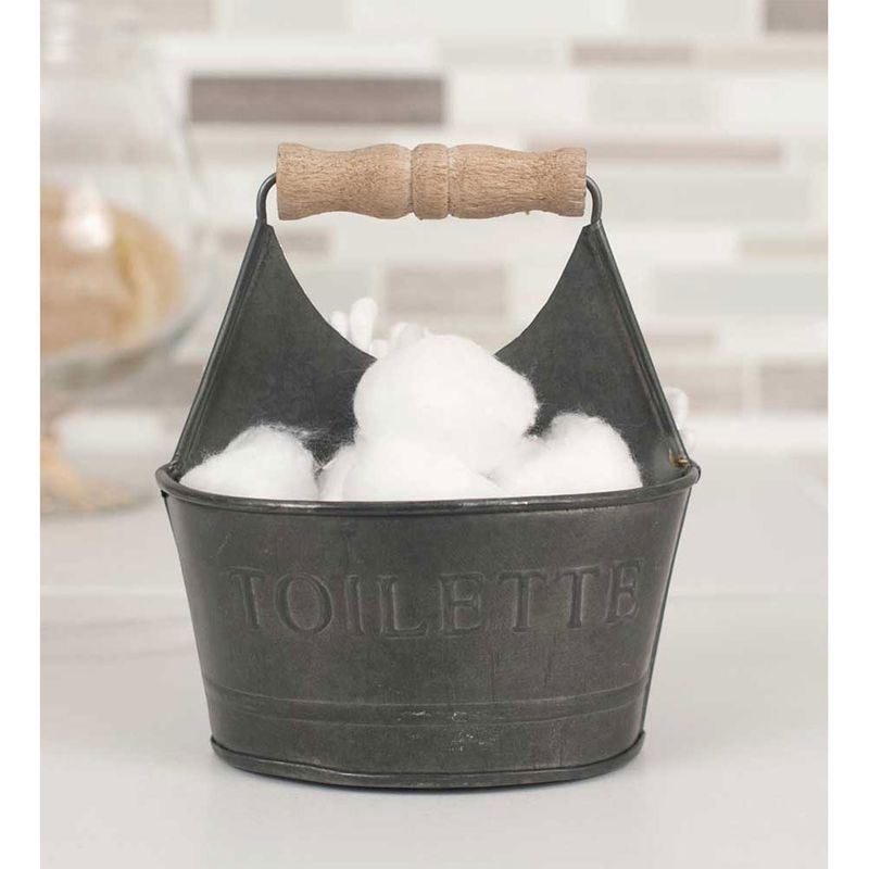 Set of 4 Small Bathroom Organizing Caddies - Embossed Toilette, French, Country