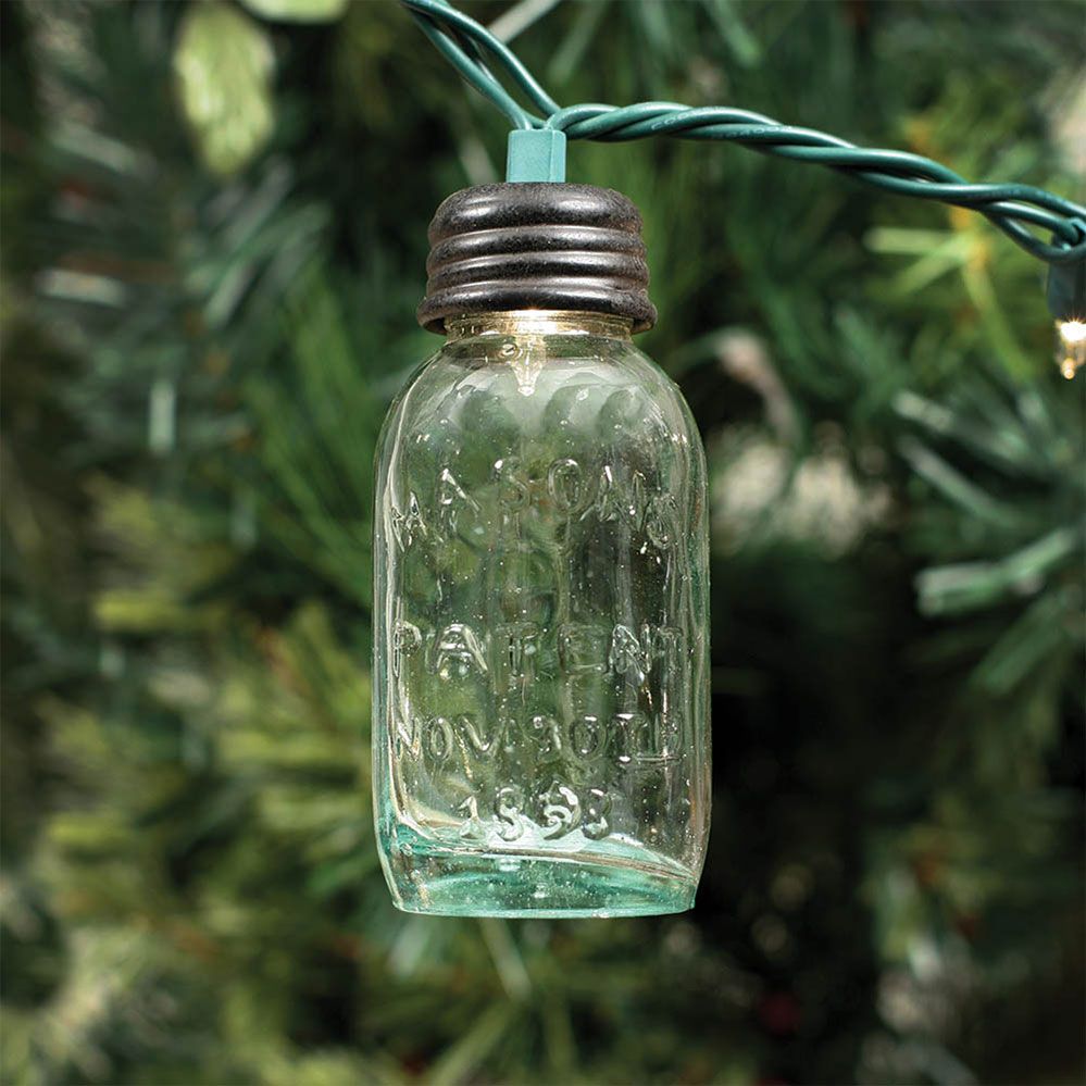 Set of 6 Glass 3.75 Inch Mason Jar Ornament for Christmas String Lights