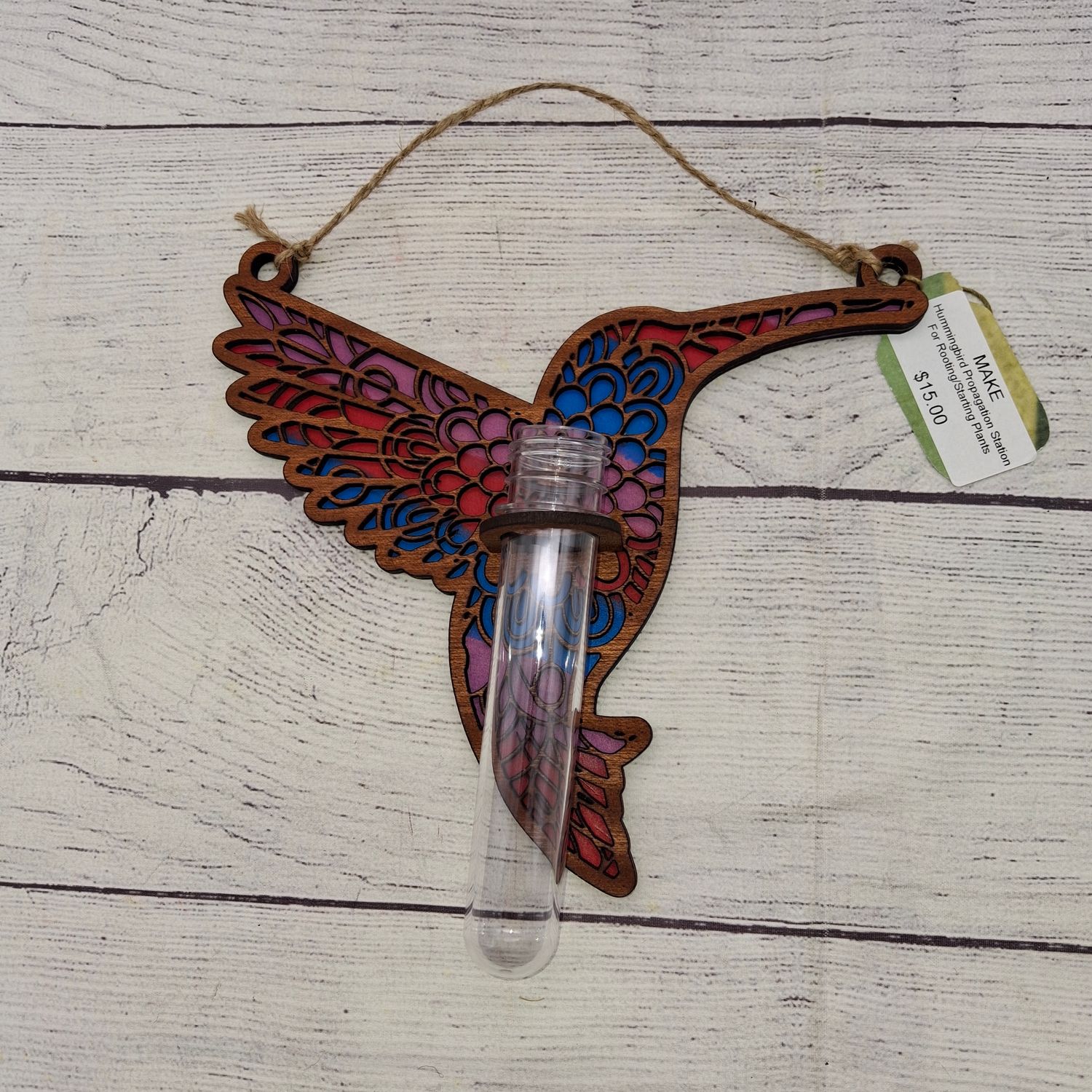 Hanging Hummingbird Propagation Station, Handmade, Laser Cut