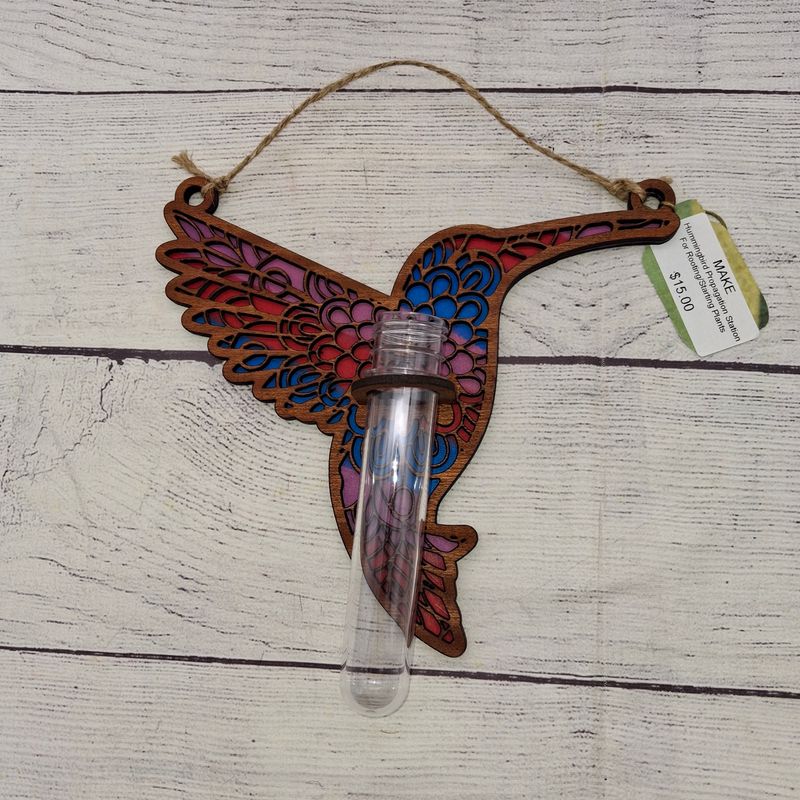 Hanging Hummingbird Propagation Station, Handmade, Laser Cut