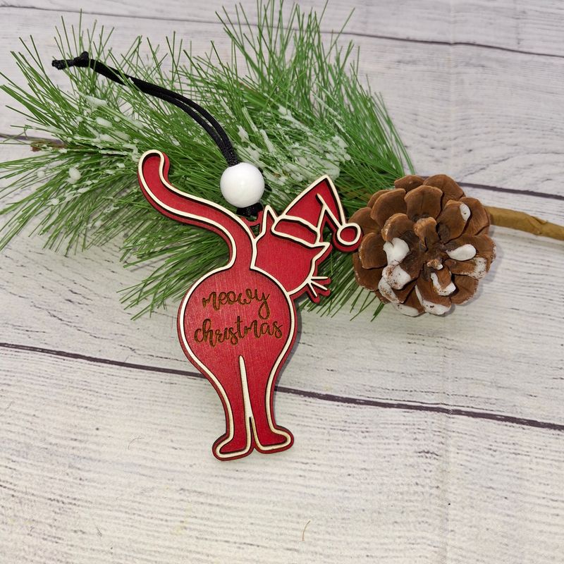 Meowy Christmas Cat Butt Ornament