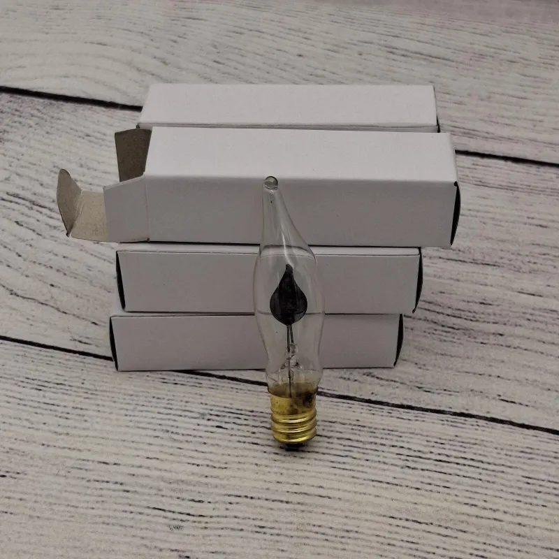 Flickering Flame-shaped Orange C7 Light Bulbs, 3.5 Watt, E12 Candelabra base