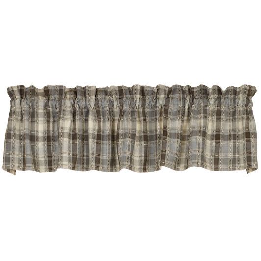 Wilmington Window Valance, 72" x 14", Gray and Cream Checked
