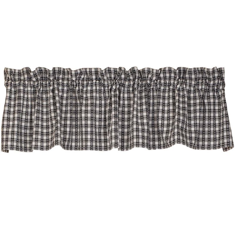 Charleston Window Valance, 72" x 14",Black and White Checked