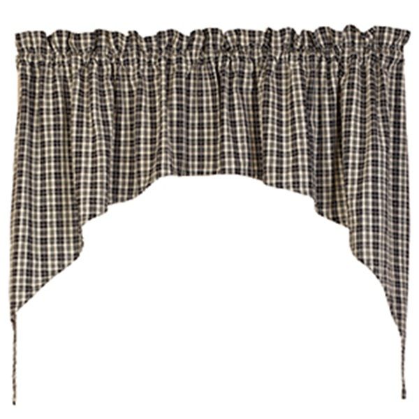 Camden Black n White Plaid Window Swag, 72" x 36"