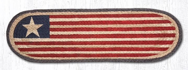 Original USA Flag Small Table Runner or Stair Tread Earth Rugs, 27"x8.25"