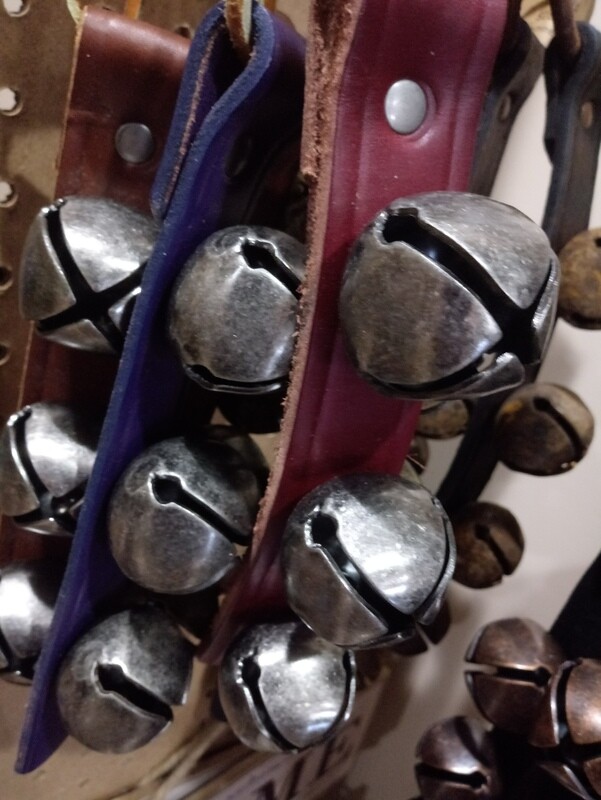 5-Bell Sleigh Bells with Antiqued Nickel Plated Bells - with 2.5" Ring 