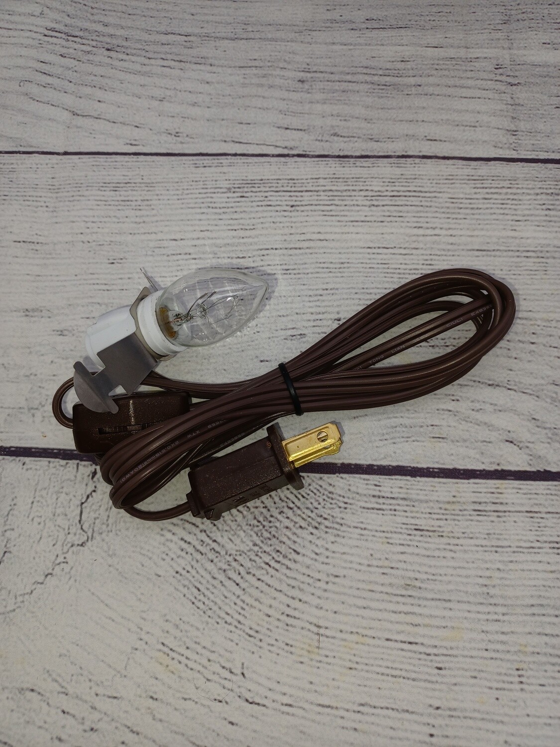 Single Clip Light, 6ft Brown Cord, On/Off Rocker Switch