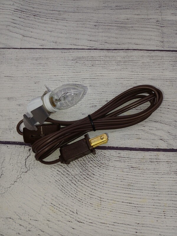 Single Clip Light, 6ft Brown Cord, On/Off Rocker Switch