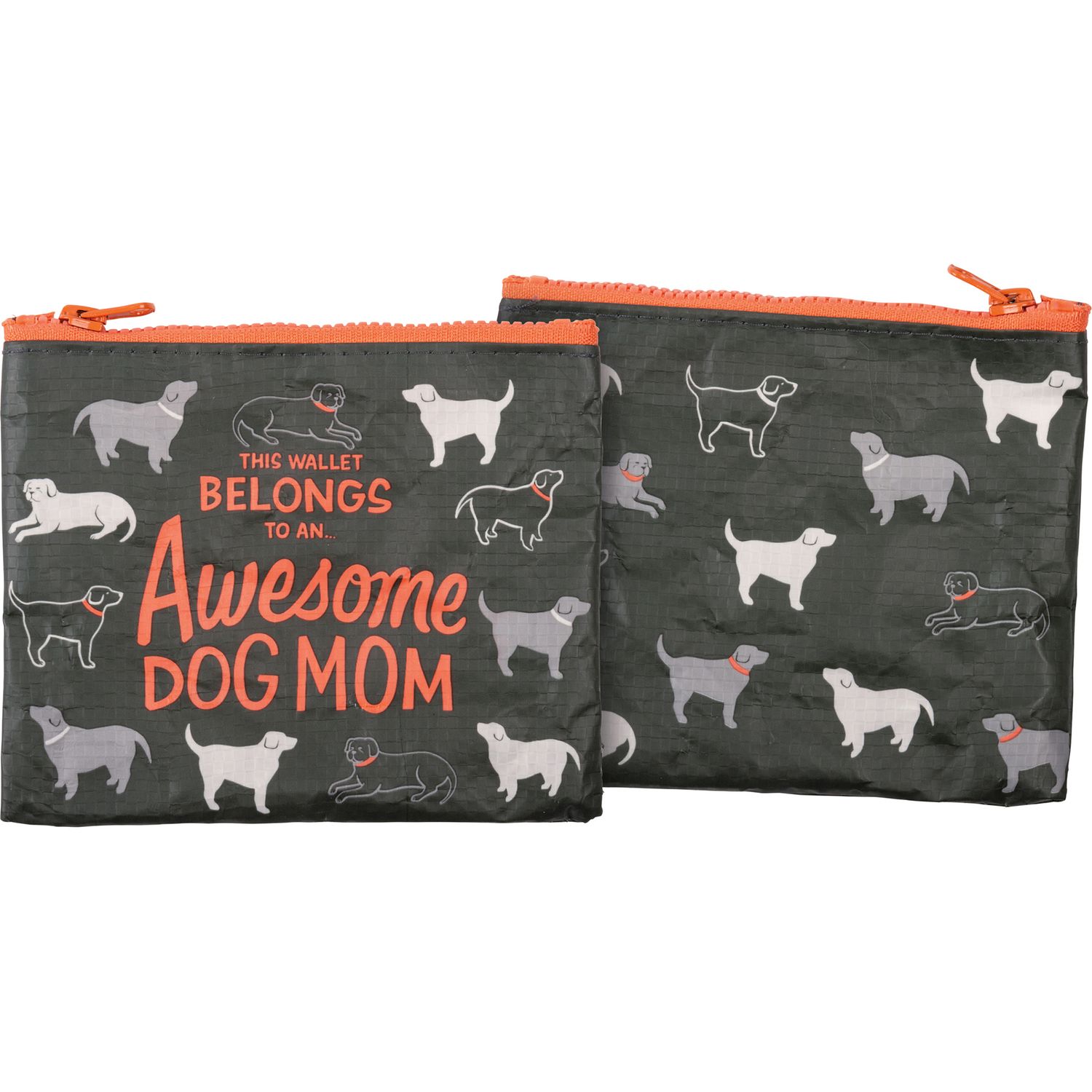 Awesome Dog Mom gray, white and orange wallet pouch with zipper