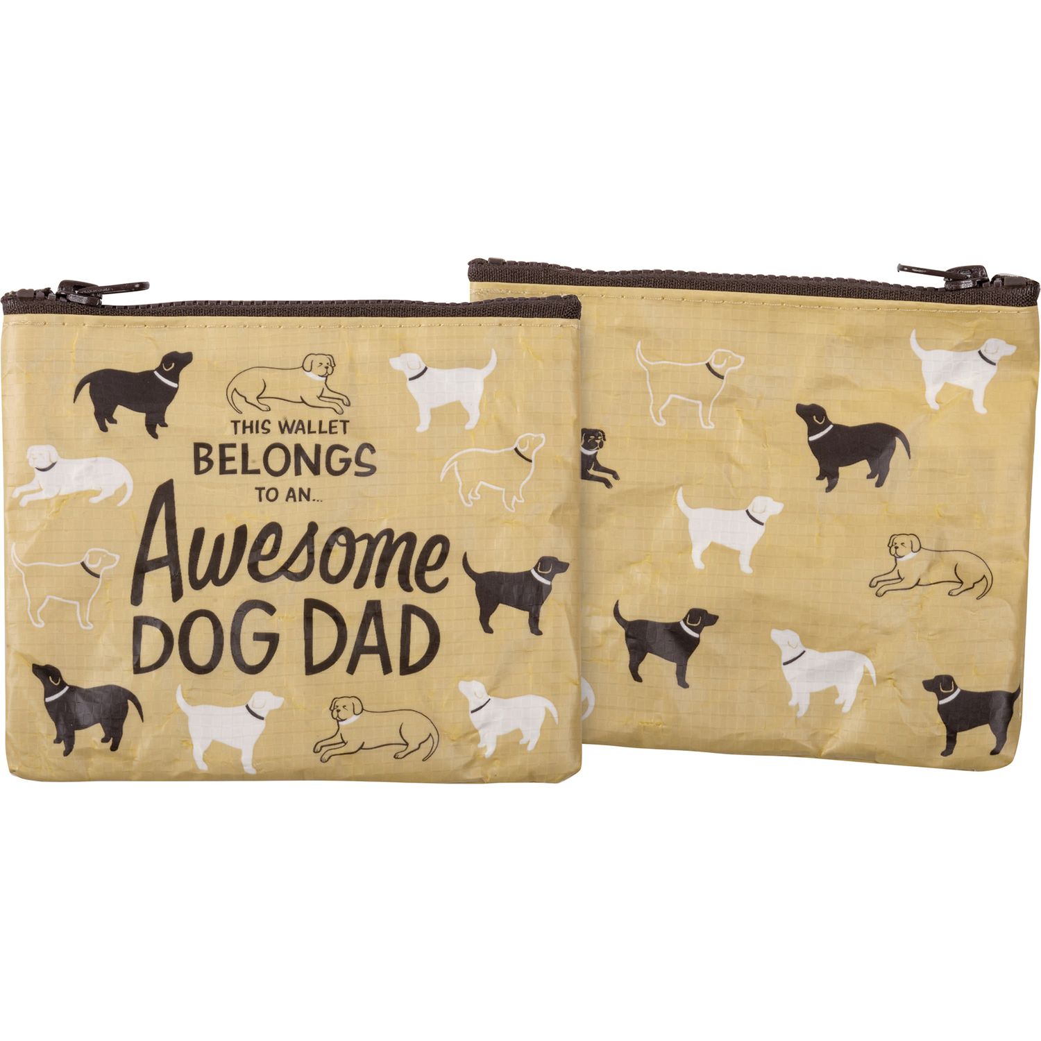 Awesome Dog Dad khaki, black and white wallet pouch with zipper