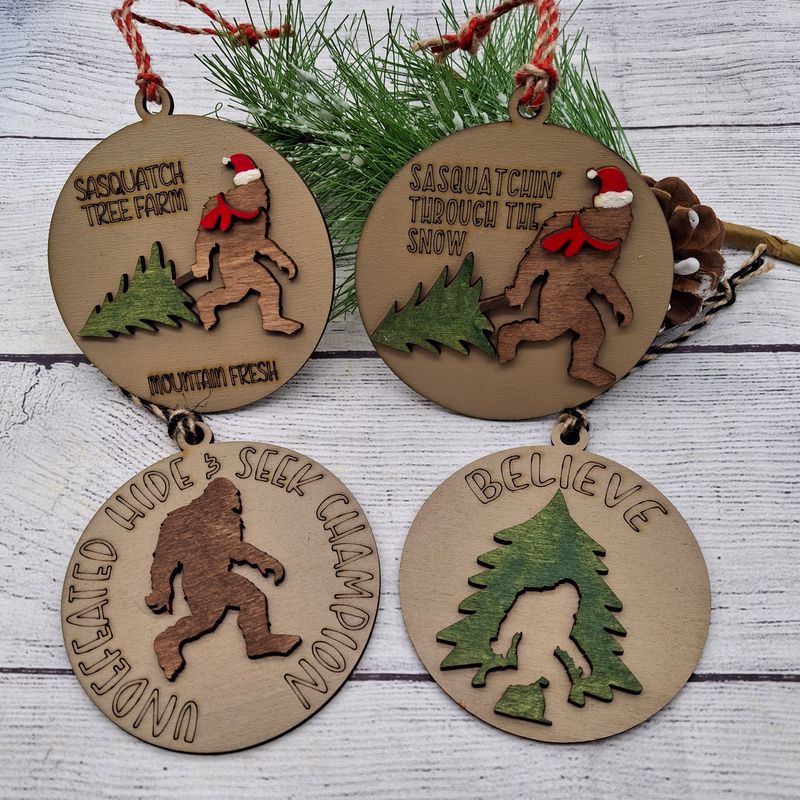 Sasquatch Bigfoot Ornaments, Car Charms