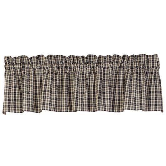 Camden Window Valance, 72" x 14",Black and Cream Checked