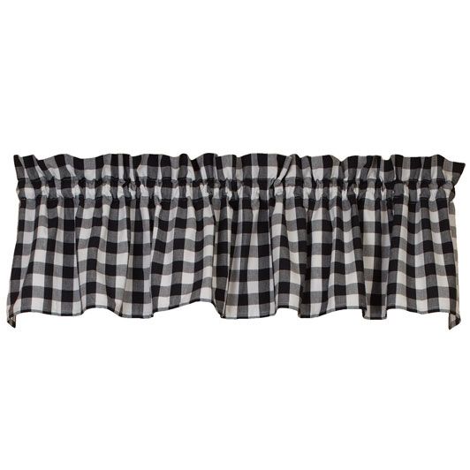 Black Check Window Valance, 72" x 14", Black White Checked, Country Farmhouse