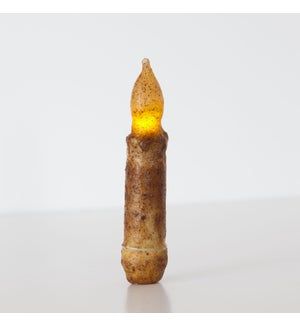 Burnt Ivory LED 6 Hour Timer 4" Taper Battery Op Candle