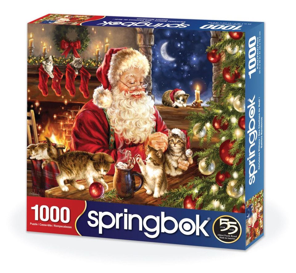 Christmas Kittens 1000 Piece Springbok Puzzle - Santa with Kittens