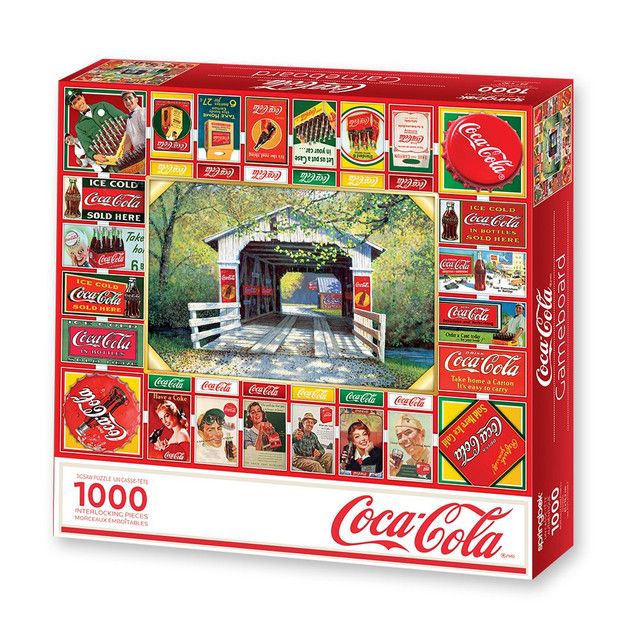 Coca-Cola Gameboard 1000 Piece Springbok Puzzle - Coca-Cola Signs and Covered Bridge
