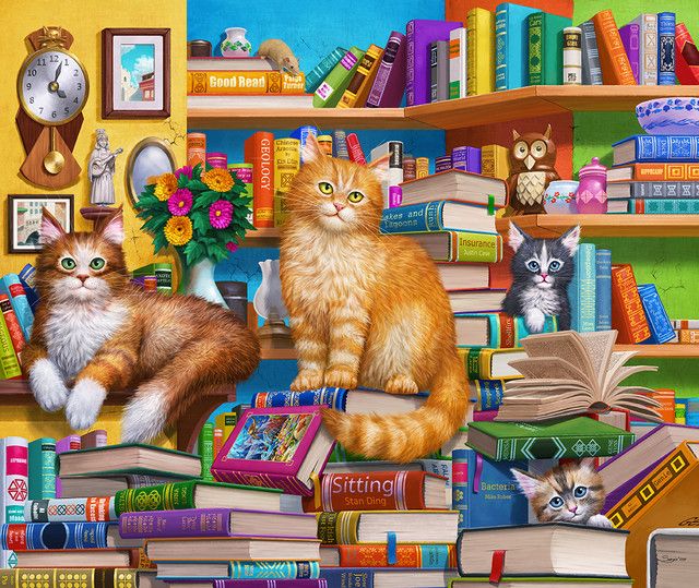 Bookshop Cats 1000 Piece Springbok Puzzle