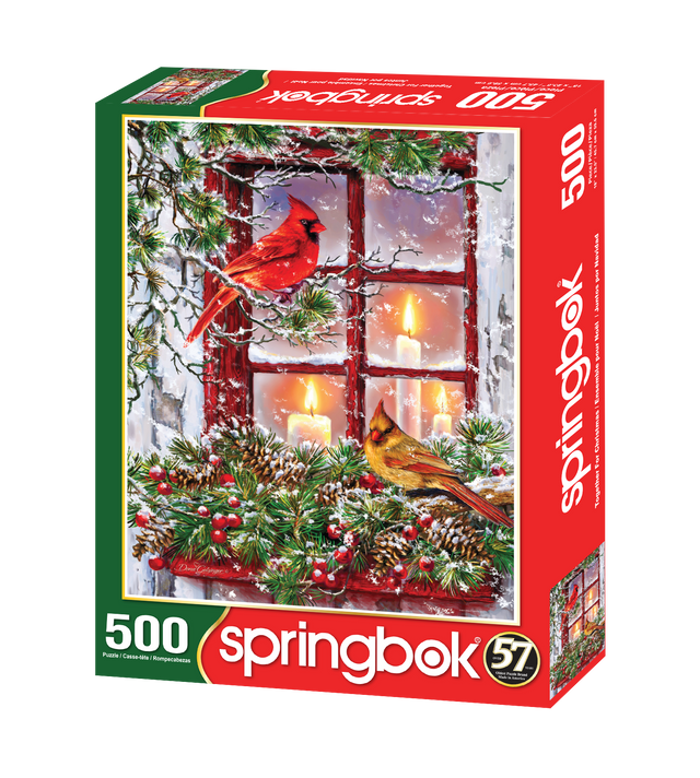 Together For Christmas 500 Piece Springbok Puzzle - Cardinals in Window