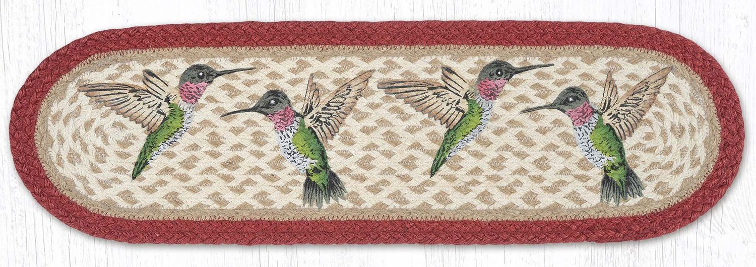 Hummingbirds Small Table Runner or Stair Tread Earth Rugs, 27"x8.25", Birds