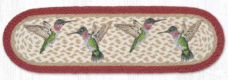 Hummingbirds Small Table Runner or Stair Tread Earth Rugs, 27"x8.25", Birds