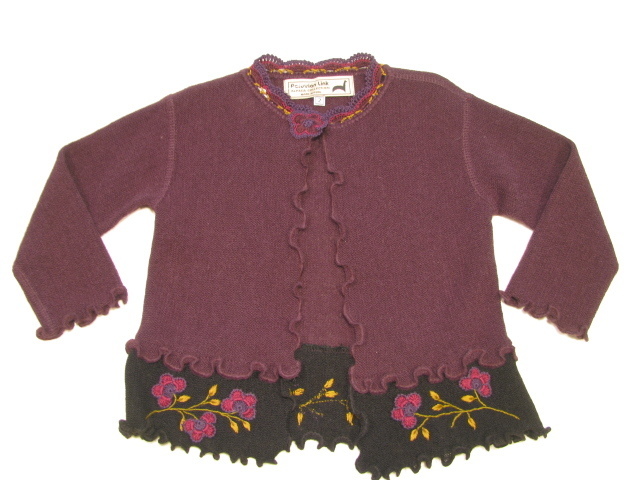 Child's Cardigan with Floral Trim