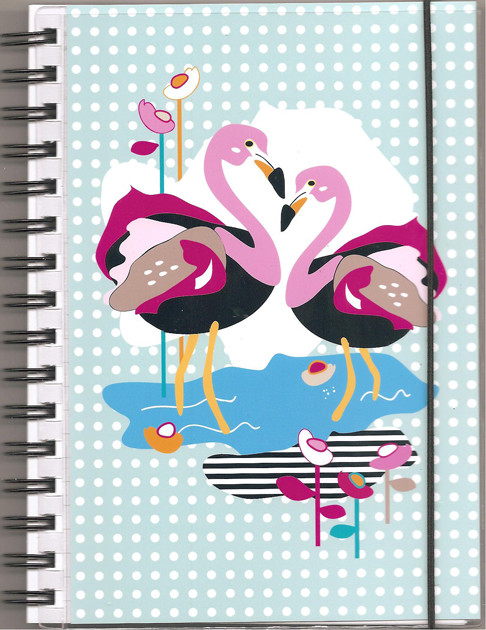 Anteckningsbok "Flamingo" turkose/flerfärgad, linjerad