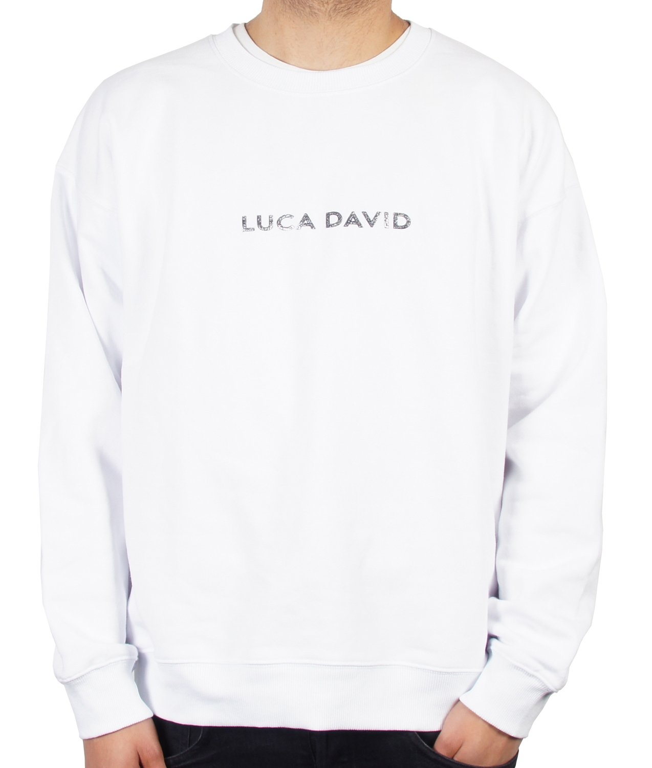LUCA DAVID restricted Sweater in Farbe weiß
