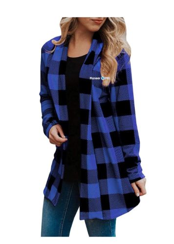 PBS Womens Plaid Cardigan