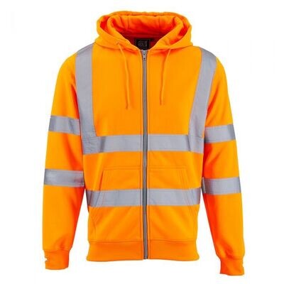Hi Vis Orange Zipped Hooded Sweatshirt