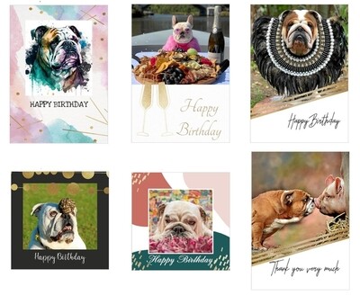 Bulldog Birthday &amp; Thank U Card Pack